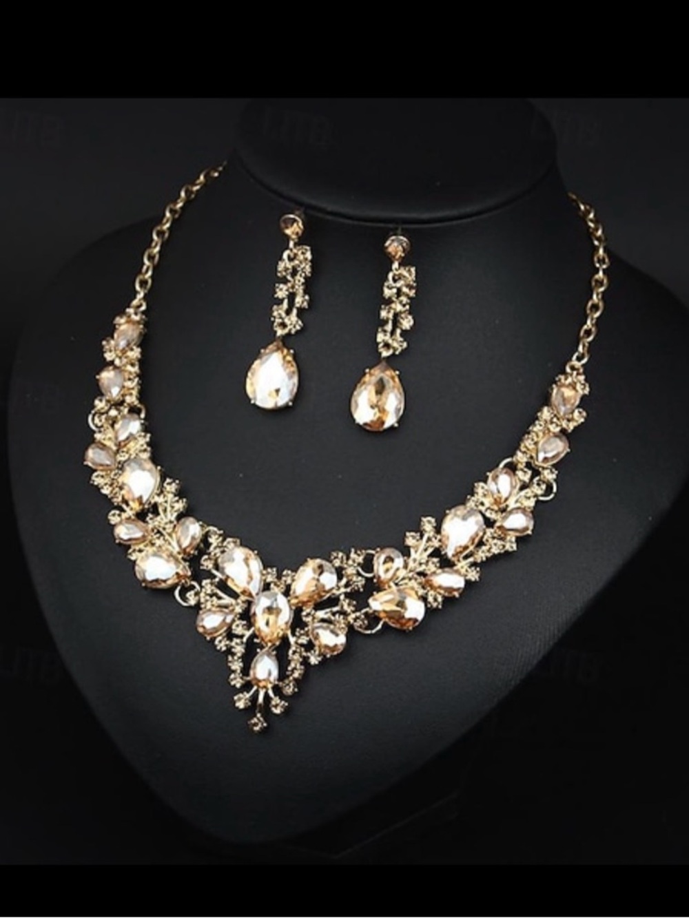Bridal Jewelry BIG STATEMENT Pieces Glass Alloy Teardrop Necklace and Earrings